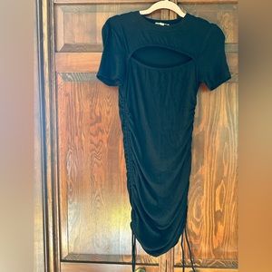 EUC Cut Out Ruched Bodycon Ribbed Dress Black